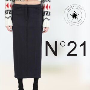 N21 Numeroventuno Maxi Pencil Skirt Navy Blue Polyester Women's Size 42